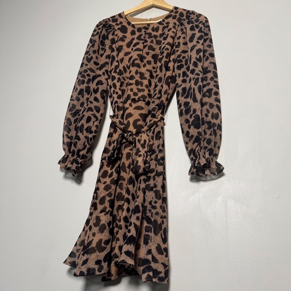 Whistles London Women’s Brushed Cheetah Flippy Dress Sz 6 US - Picture 9 of 11